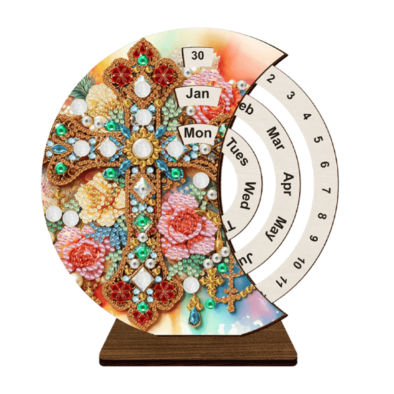 Diamond Painting Ewiger Kalender | Blumen Kreuz