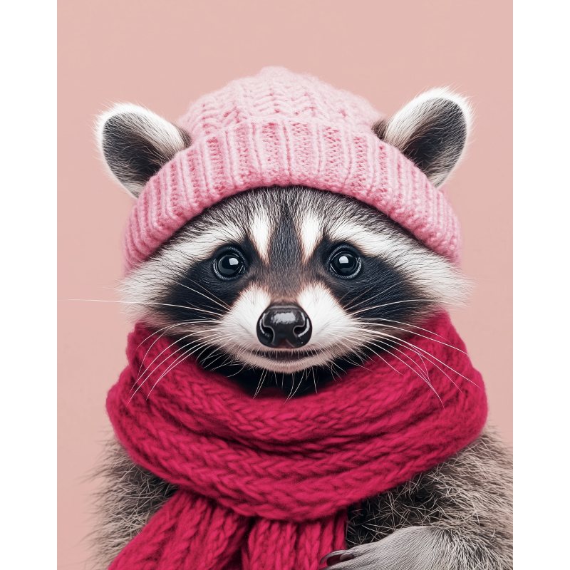 Waschbär in Winterkleidung