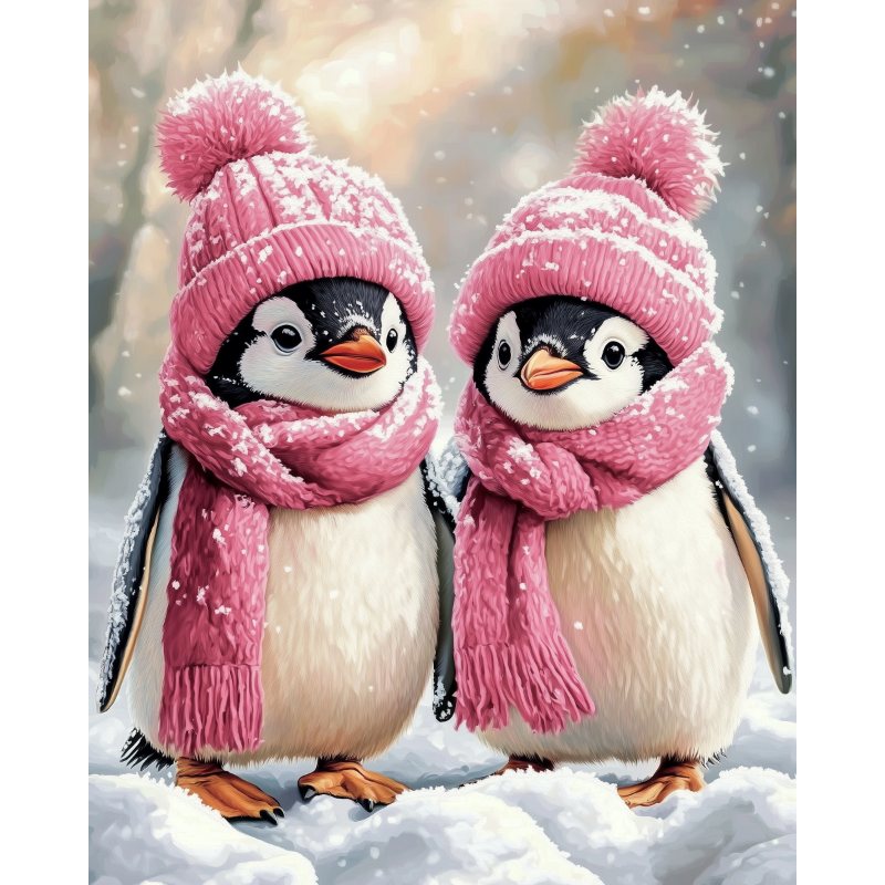 Süße Pinguine im Schnee