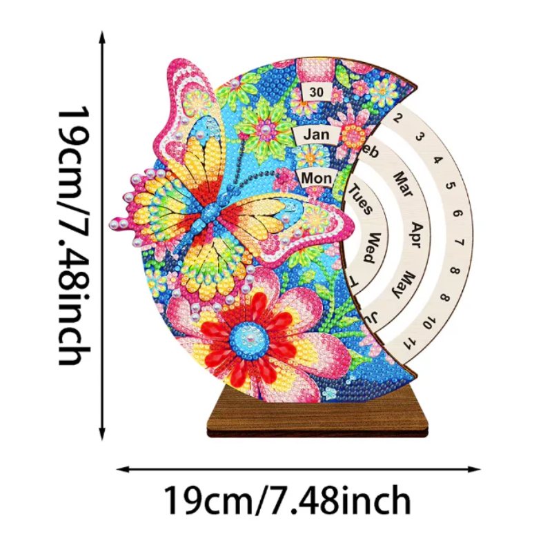 Diamond Painting Ewiger Kalender | Schmetterling & Blumen