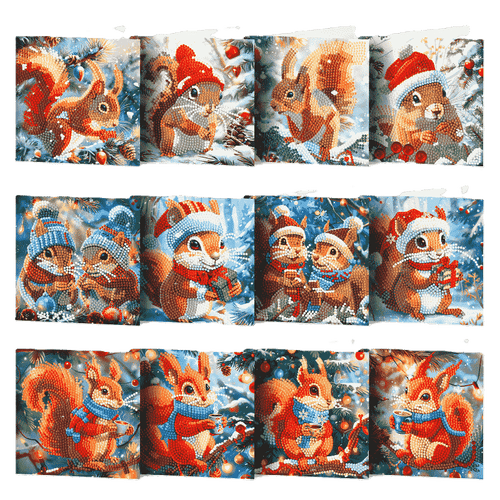 12 Weihnachtskarten – Weihnachts-Eichhörnchen-Set
