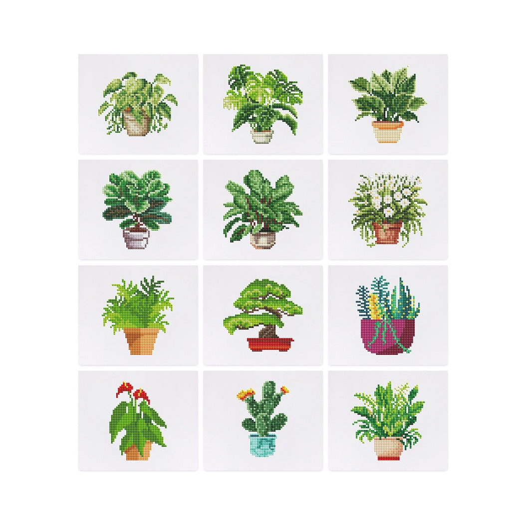 12 Mini Diamond Paintings | Pflanzenset 2.0