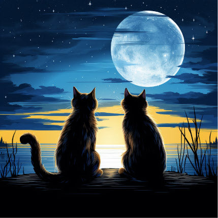 Katzen im Mondschein