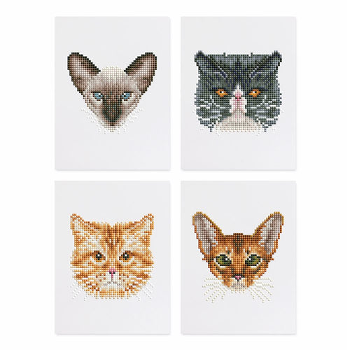4 Mini Diamond Paintings - Katzenset