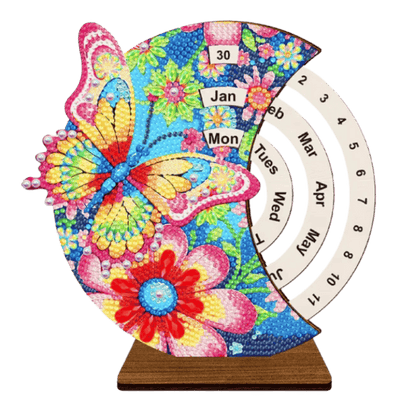 Diamond Painting Ewiger Kalender | Schmetterling & Blumen