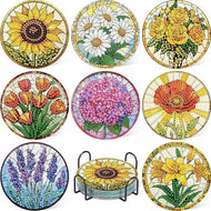Diamond Painting Blumen-Untersetzer | 8 Stück - Diamond Painting