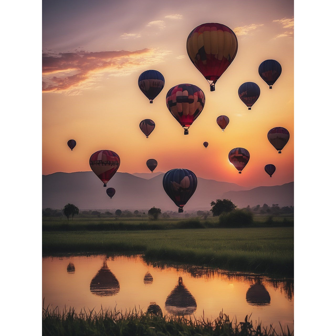 Luftballons bei Sonnenuntergang