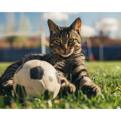 Katze mit Fußball