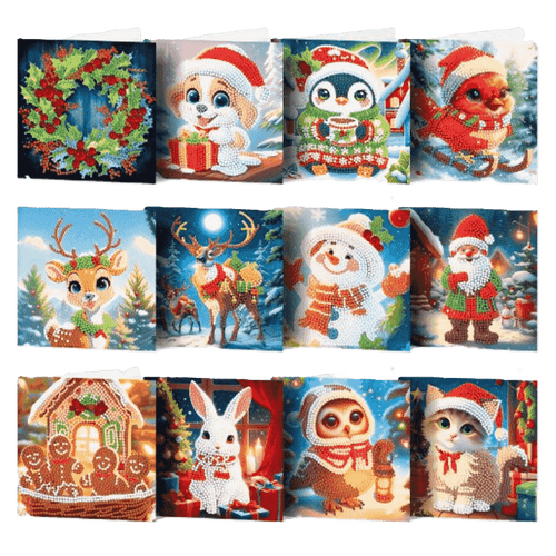 12 Weihnachtskarten –  Niedliche Weihnachten-Set