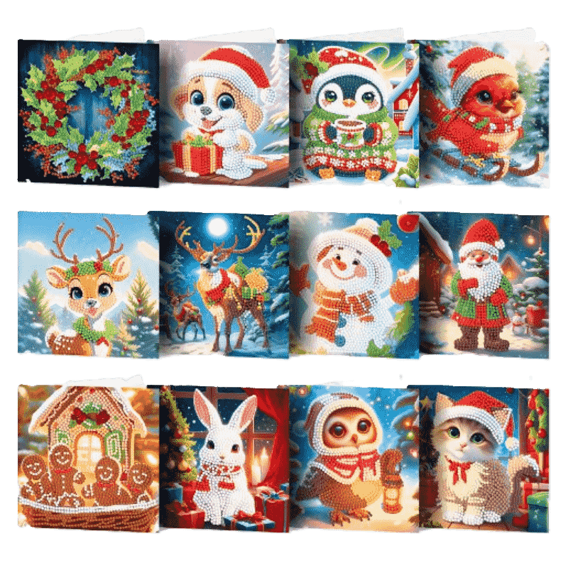12 Weihnachtskarten –  Niedliche Weihnachten Set