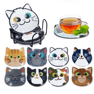 Diamond Painting Katzen-Untersetzer | 8 Stück - Diamond Painting