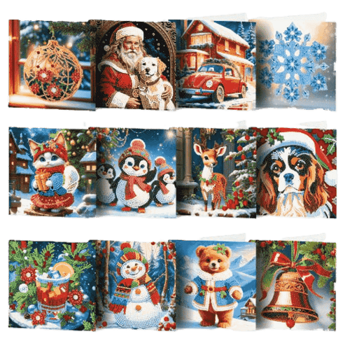 12 Weihnachtskarten –  Weihnachtszauber-Set