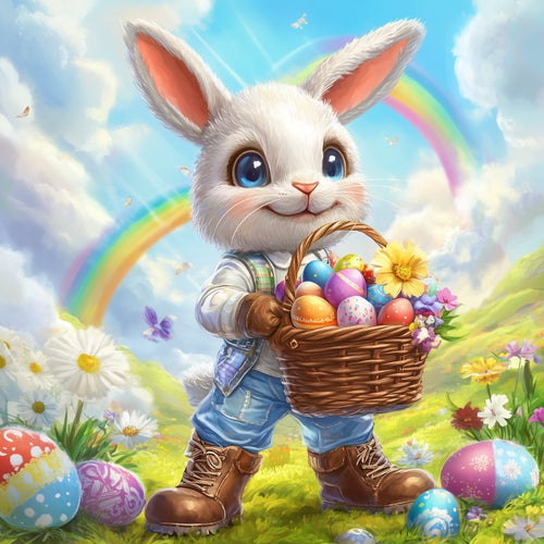 Der magische Osterhase auf dem Feld