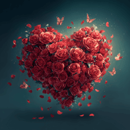 Herzförmiger Blumenstrauß - Diamond Painting