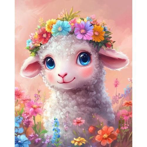 Süßes Schaf mit Blumen