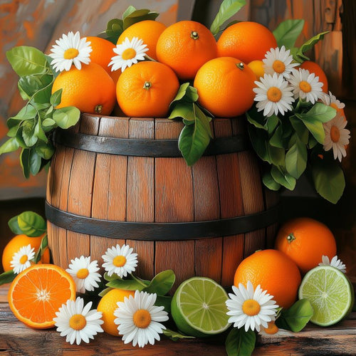 Orangen auf einer Kiste
