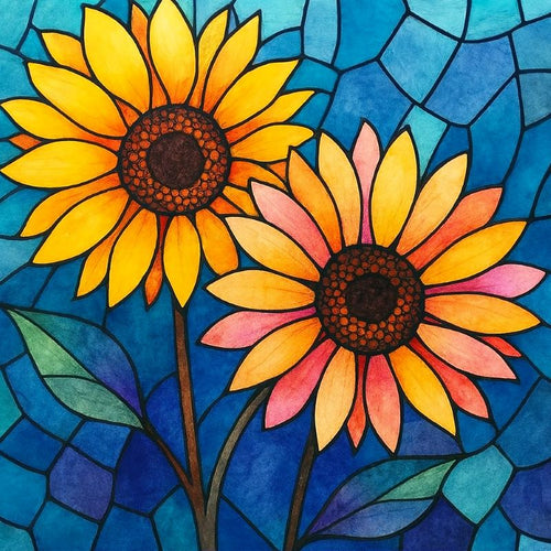 Glasgemälde Sonnenblumen