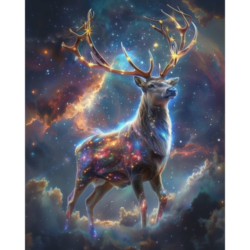 Majestätischer Hirsch in den Wolken