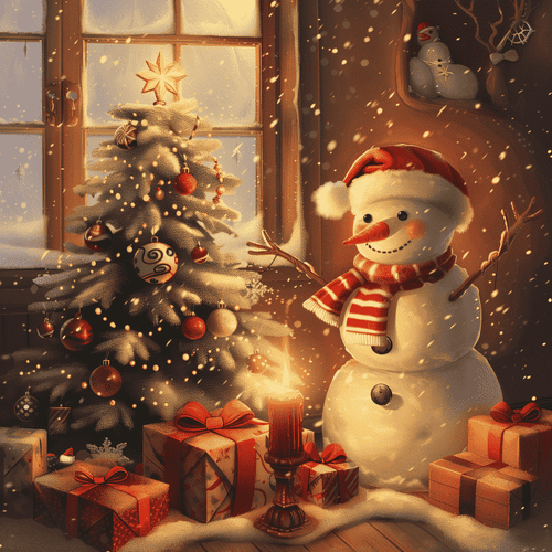 Schneemann und seine Geschenke