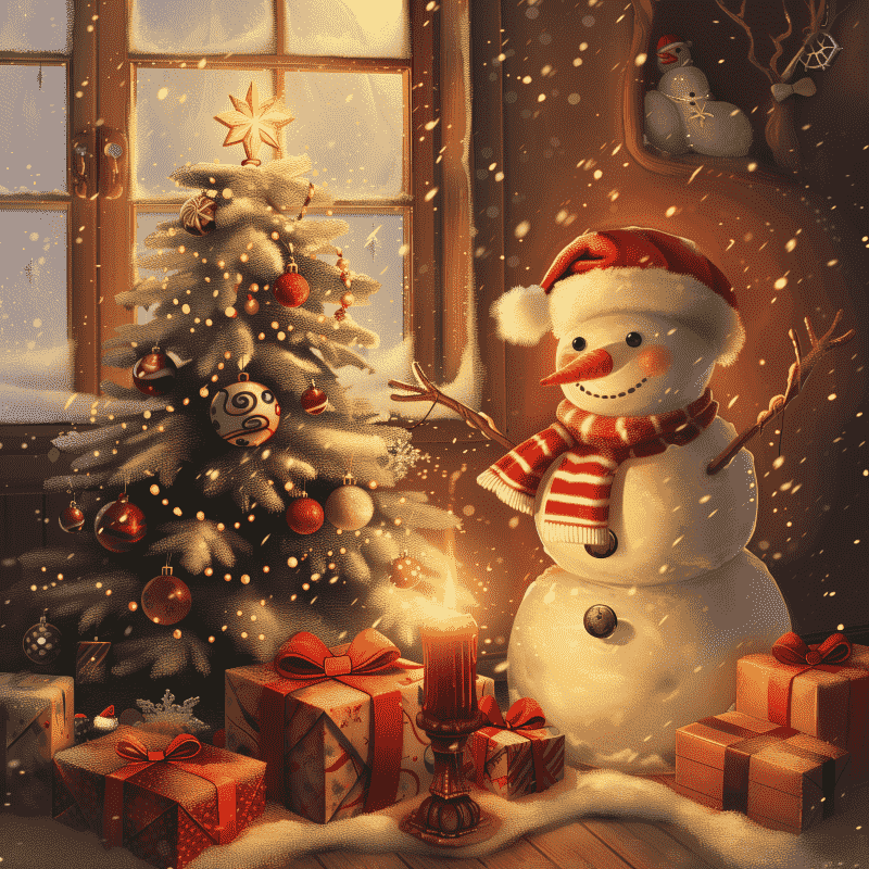 Schneemann und seine Geschenke