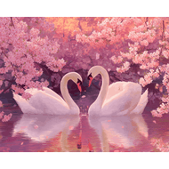 Schwäne in Rosa - Diamond Painting