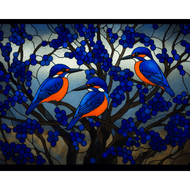 Glasgemalte Eisvögel - Diamond Painting