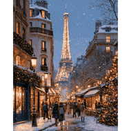 Verschneite Pariser Nacht - Diamond Painting