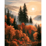 Herbsttal im Nebel - Diamond Painting