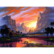 Berge und Abendrot - Diamond Painting