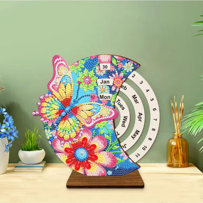 Diamond Painting Ewiger Kalender | Schmetterling & Blumen