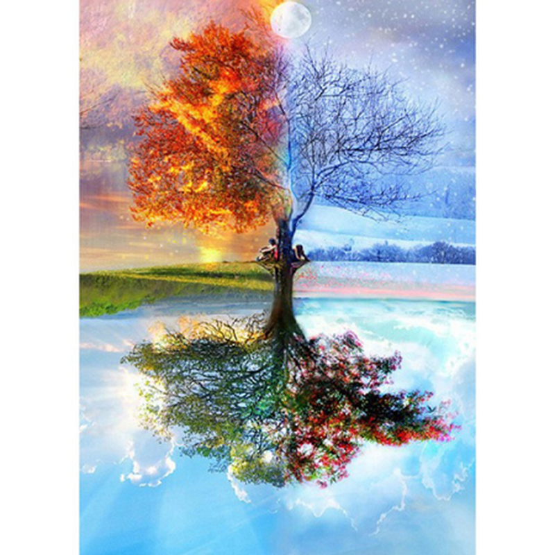 4-Jahreszeiten Baum Diamond painting Deutschland | Diamond painting eigenes bild | Diamond painting kaufen | Diamond painting 5D | Diamond painting amazon | Diamond painting eigenes foto