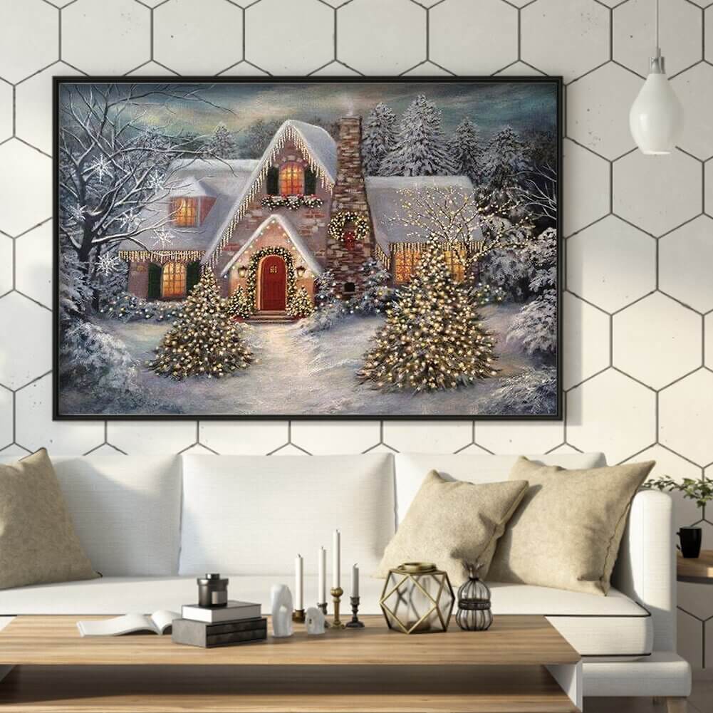 Weihnachtsgeschmücktes Haus ab 50x80cm