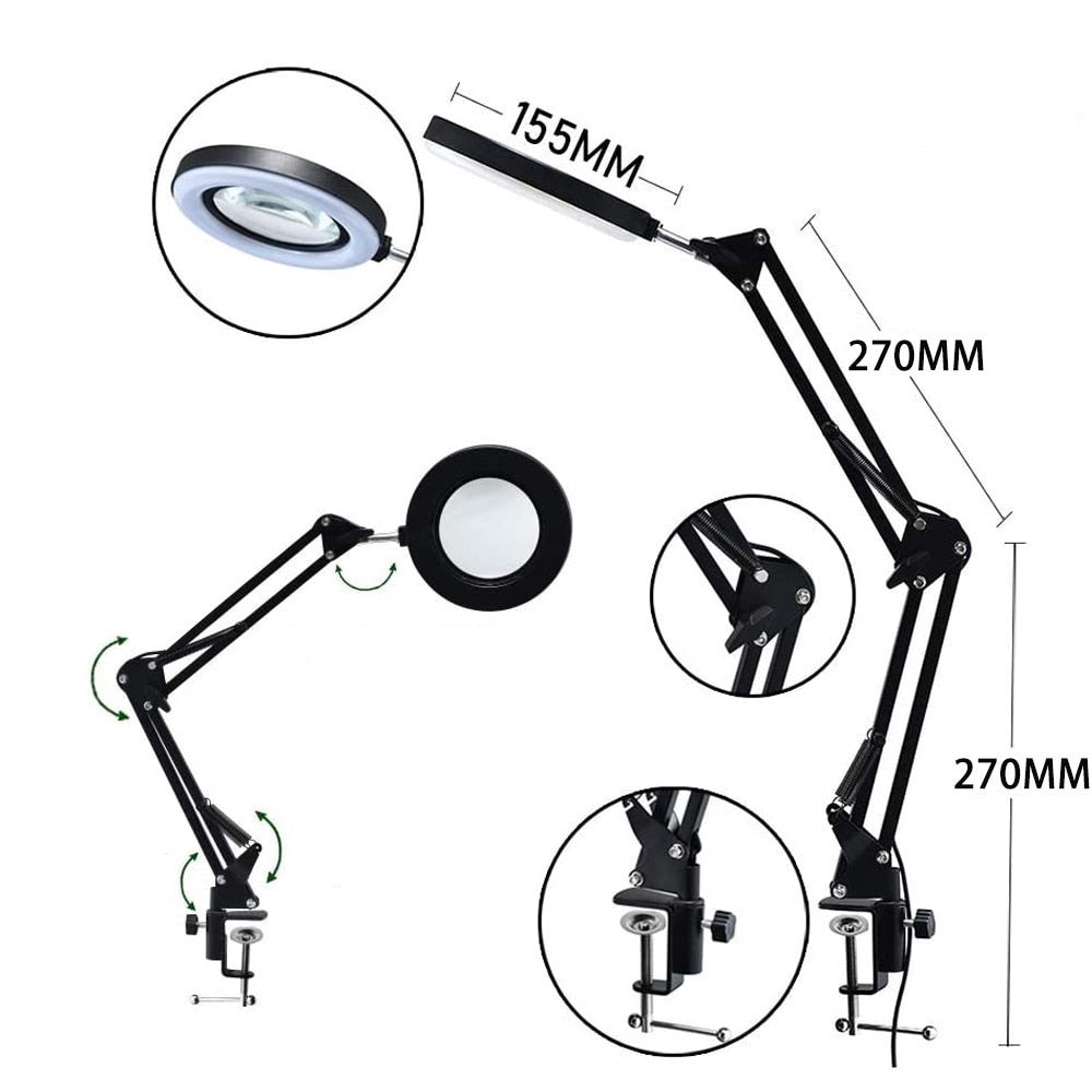 Luxuriöse Lupenleuchte mit Tischklemme