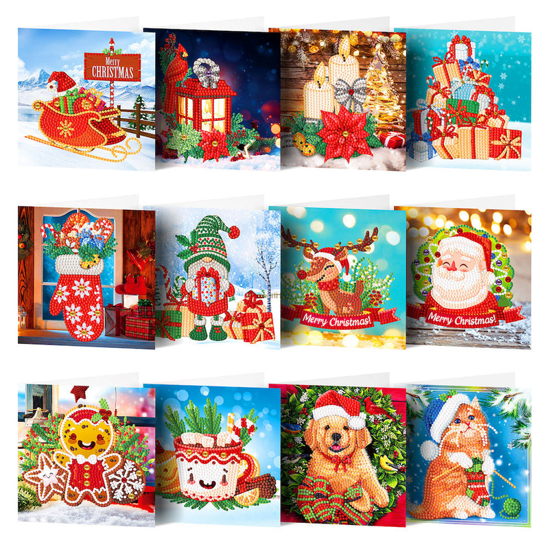 Punch Studio Weihnachtskarten Mit Kristallornamenten – 12 Karten + Umschläge, Silberfolie, 15,2x17,8 Cm