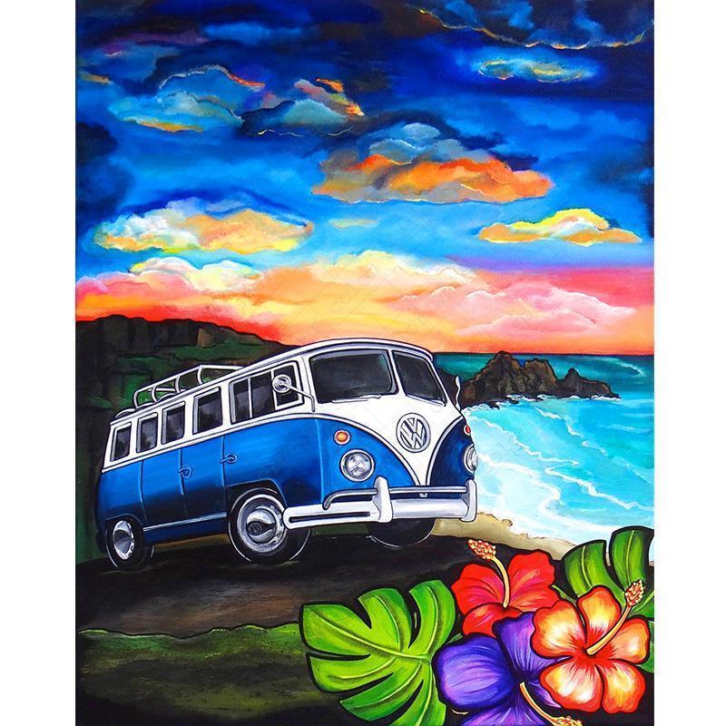 Alter VW Bus Strand Diamond painting Deutschland | Diamond painting eigenes bild | Diamond painting kaufen | Diamond painting 5D | Diamond painting amazon | Diamond painting eigenes foto