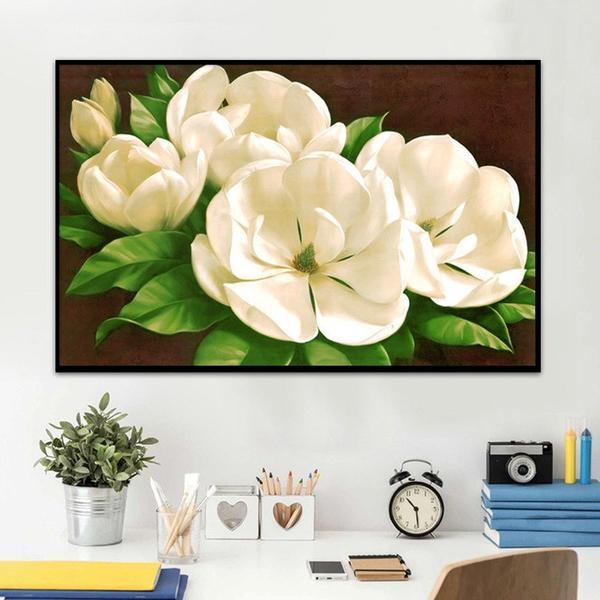 Blumen weiß ab 50x80cm Diamond painting Deutschland | Diamond painting eigenes bild | Diamond painting kaufen | Diamond painting 5D | Diamond painting amazon | Diamond painting eigenes foto