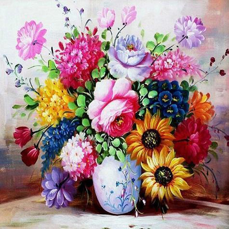 Bunte Vase mit Blumen Diamond painting Deutschland | Diamond painting eigenes bild | Diamond painting kaufen | Diamond painting 5D | Diamond painting amazon | Diamond painting eigenes foto