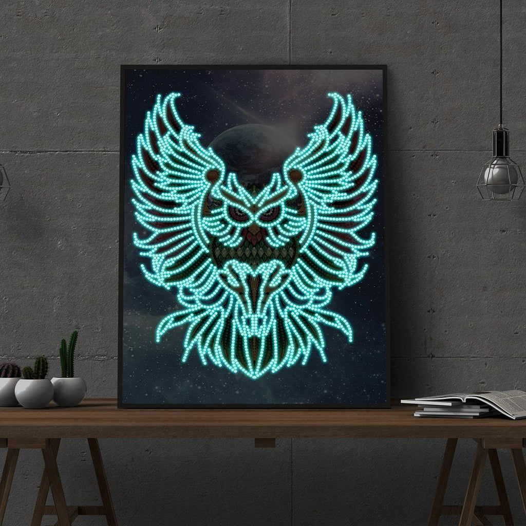 Eule | Im Dunkeln leuchtend 30x40cm Diamond painting Deutschland | Diamond painting eigenes bild | Diamond painting kaufen | Diamond painting 5D | Diamond painting amazon | Diamond painting eigenes foto