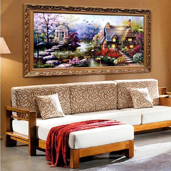 Gemütliche Hütte mit Weg über Wasser ab 50x100cm Diamond painting Deutschland | Diamond painting eigenes bild | Diamond painting kaufen | Diamond painting 5D | Diamond painting amazon | Diamond painting eigenes foto