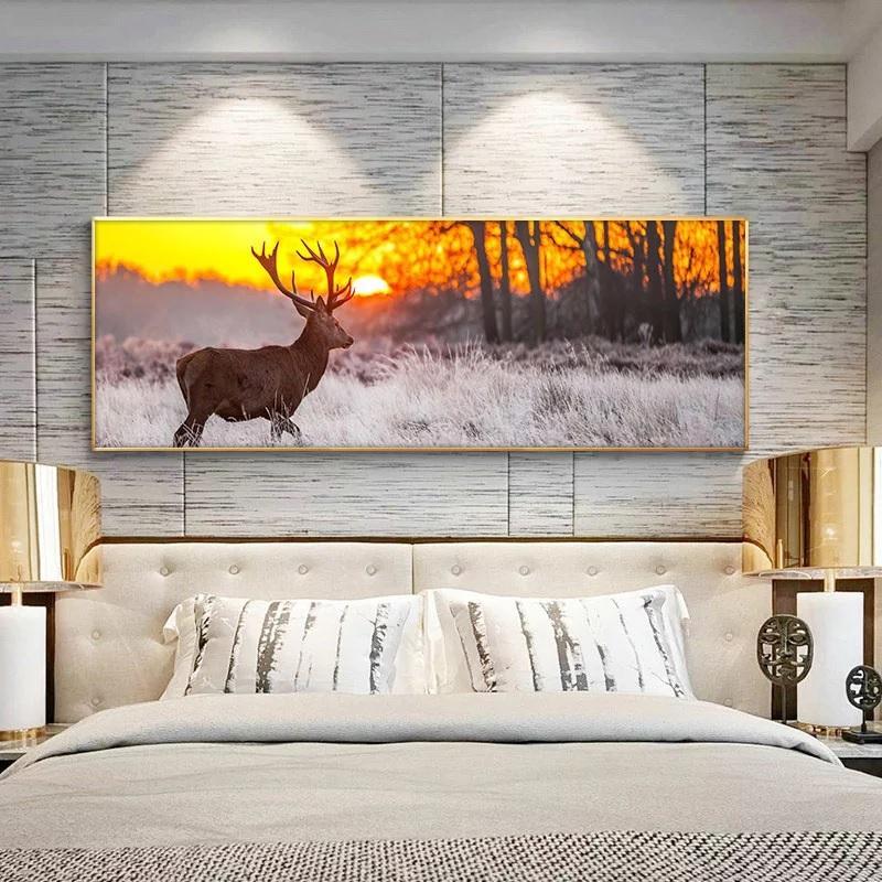 Hert bij zonsopgang 40x120cm Diamond painting | Eigen foto | Dieren | Kopen | Dikke dames | Action | Nederland | Steentjes | Diamant | De Diamond Painter