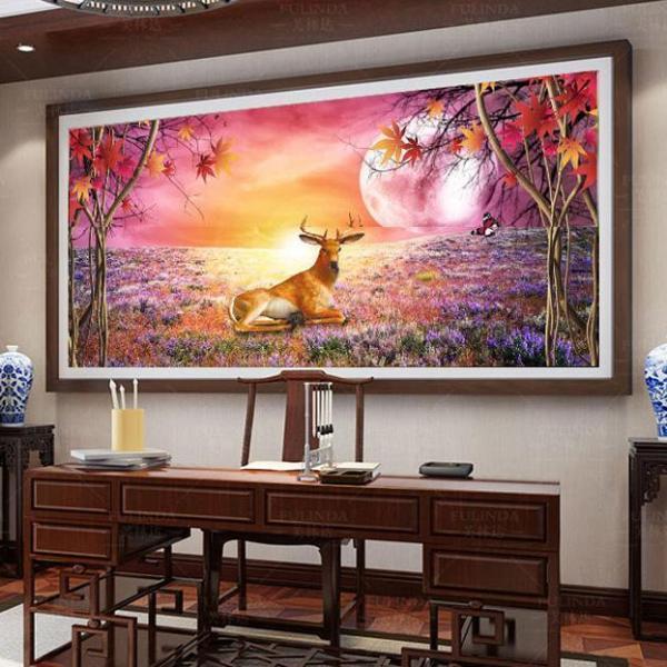 Hirsch im Mondschein 40x100cm Diamond painting Deutschland | Diamond painting eigenes bild | Diamond painting kaufen | Diamond painting 5D | Diamond painting amazon | Diamond painting eigenes foto