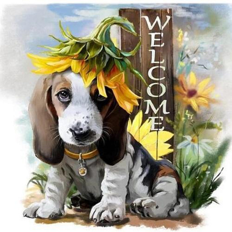 Hunde Willkommen Schild Diamond painting Deutschland | Diamond painting eigenes bild | Diamond painting kaufen | Diamond painting 5D | Diamond painting amazon | Diamond painting eigenes foto