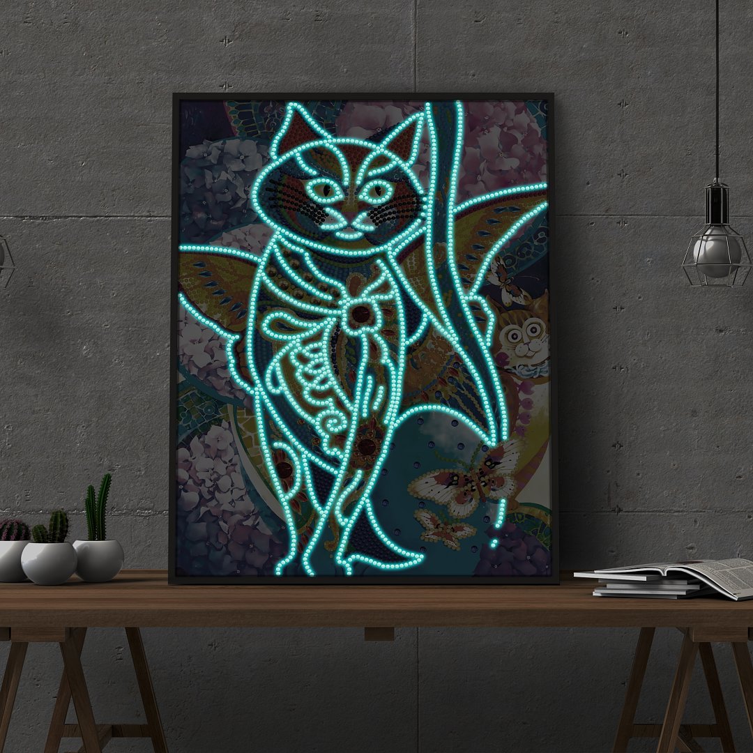 Katze | Im Dunkeln leuchtend 30x40cm Diamond painting Deutschland | Diamond painting eigenes bild | Diamond painting kaufen | Diamond painting 5D | Diamond painting amazon | Diamond painting eigenes foto