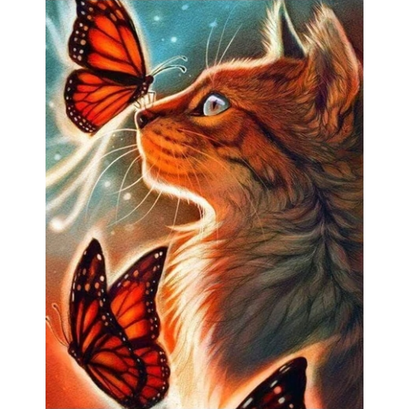 Katze mit Schmetterlingen Diamond painting Deutschland | Diamond painting eigenes bild | Diamond painting kaufen | Diamond painting 5D | Diamond painting amazon | Diamond painting eigenes foto