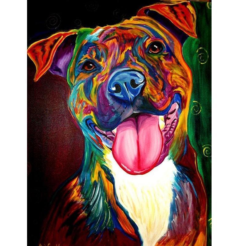 Kleurrijke hond - Schilderen op nummer Diamond painting | Eigen foto | Dieren | Kopen | Dikke dames | Action | Nederland | Steentjes | Diamant | De Diamond Painter