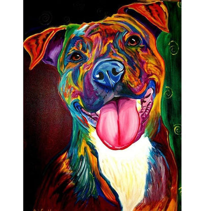 Kleurrijke hond - Schilderen op nummer Diamond painting | Eigen foto | Dieren | Kopen | Dikke dames | Action | Nederland | Steentjes | Diamant | De Diamond Painter