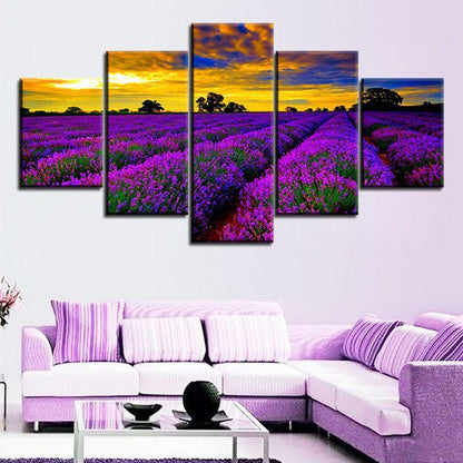 Lavendelfeld bei Sonnenuntergang | 5 Teile Diamond painting Deutschland | Diamond painting eigenes bild | Diamond painting kaufen | Diamond painting 5D | Diamond painting amazon | Diamond painting eigenes foto