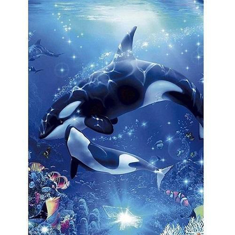 Orca mit Jungen Diamond painting Deutschland | Diamond painting eigenes bild | Diamond painting kaufen | Diamond painting 5D | Diamond painting amazon | Diamond painting eigenes foto