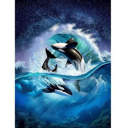 Orcas im Golf Diamond painting Deutschland | Diamond painting eigenes bild | Diamond painting kaufen | Diamond painting 5D | Diamond painting amazon | Diamond painting eigenes foto