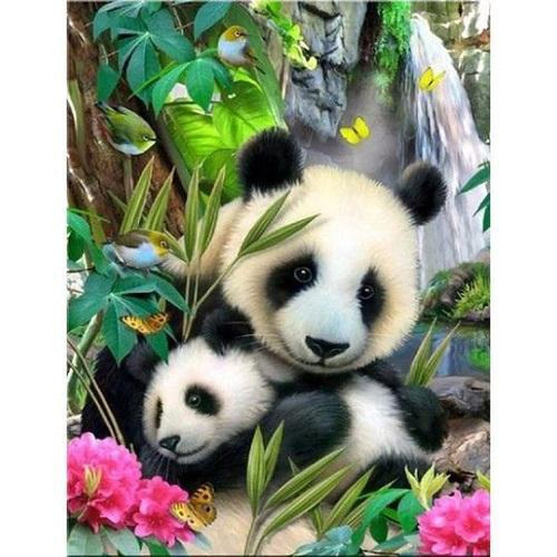 Panda mit Jungtieren Diamond painting Deutschland | Diamond painting eigenes bild | Diamond painting kaufen | Diamond painting 5D | Diamond painting amazon | Diamond painting eigenes foto